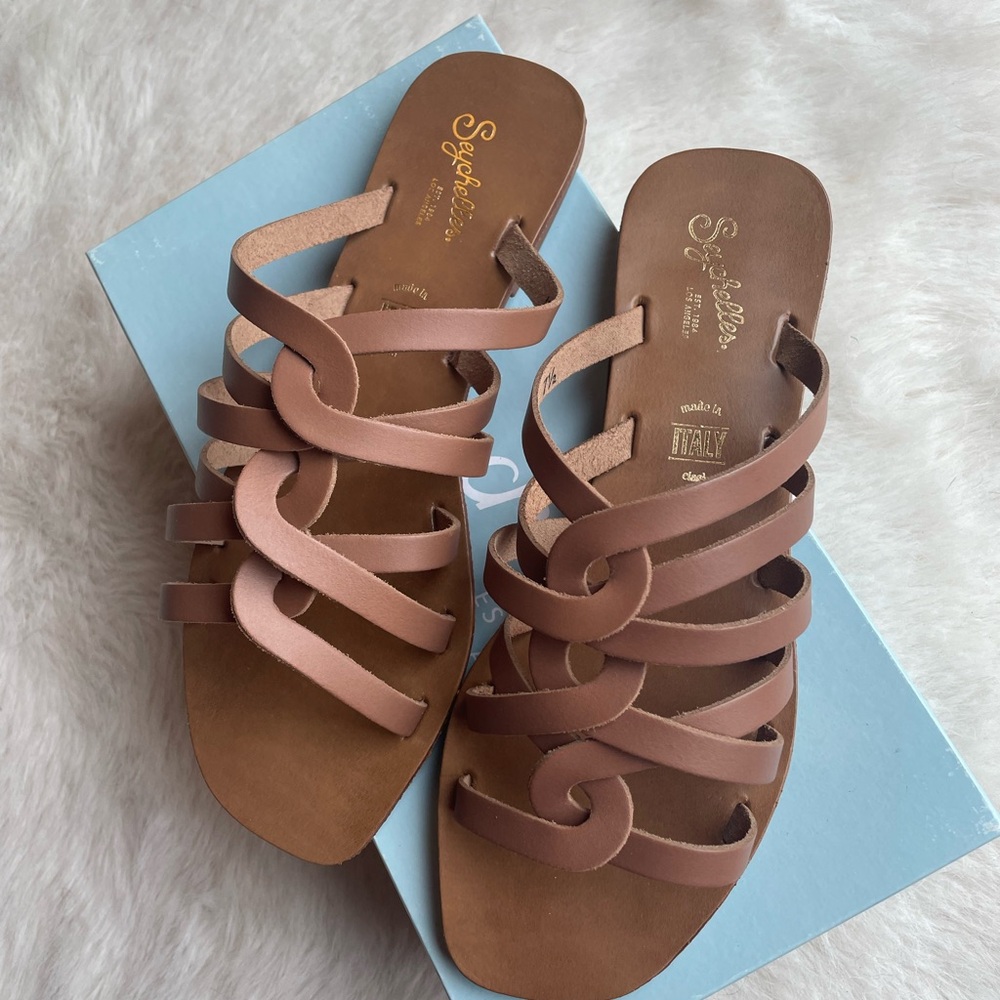 Seychelles Women's Brown leatherStrappy Sandals.Made in Italy.New with tags.
